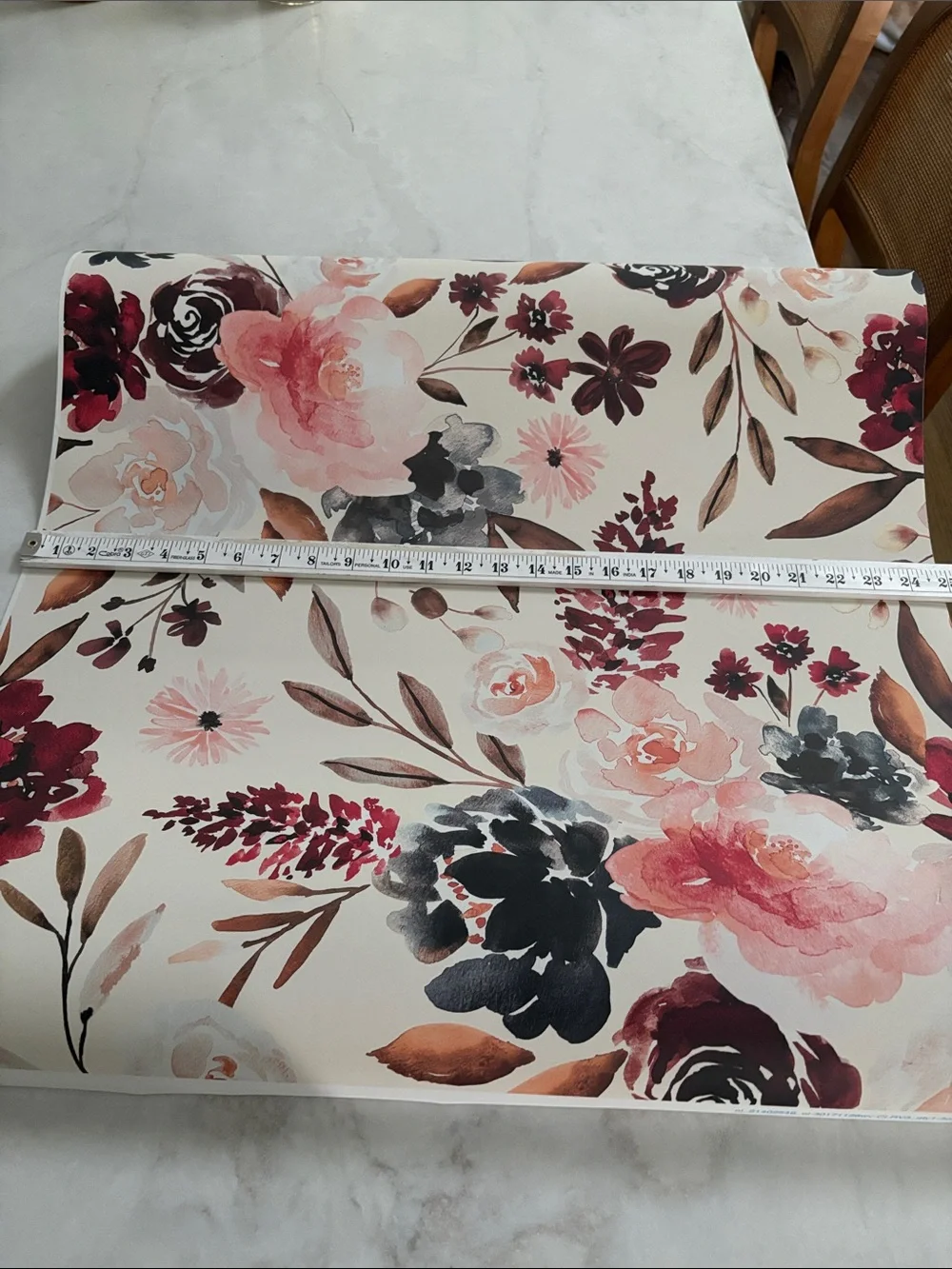 NWT Spoonflower Peel & Stick Wallpaper in Navy Velvet Golden Floral Print 2'x12'